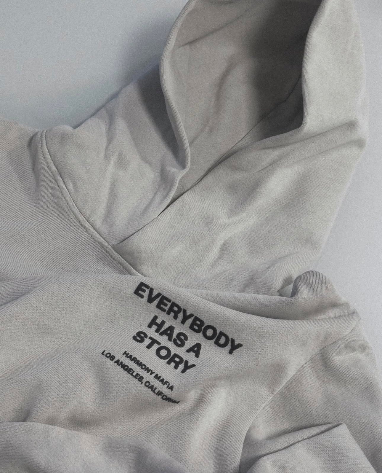 EVERYBODY HAS A STORY HOODIE CEMENT