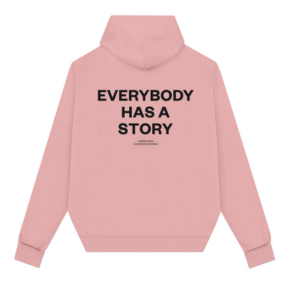 EVERYBODY HAS A STORY HOODIE SALMON