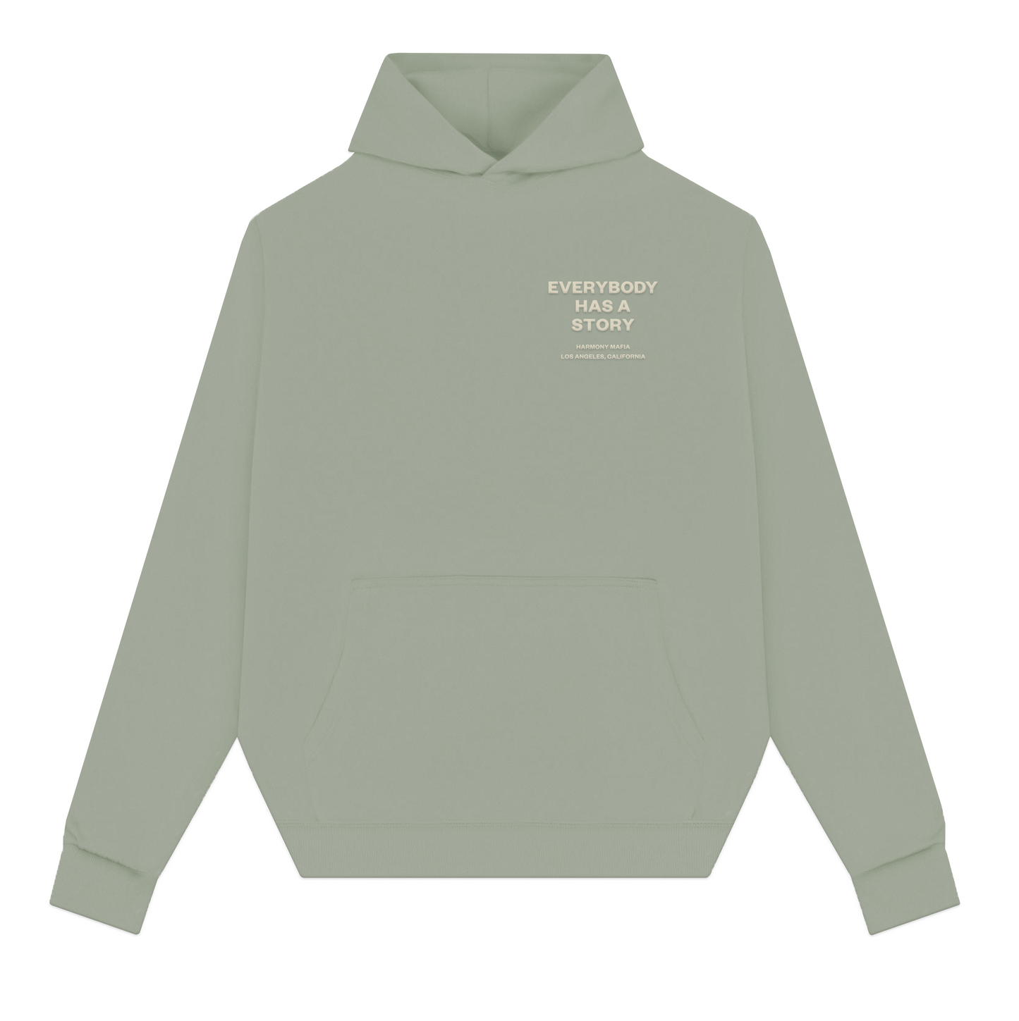 EVERYBODY HAS A STORY HOODIE MATCHA LATTE